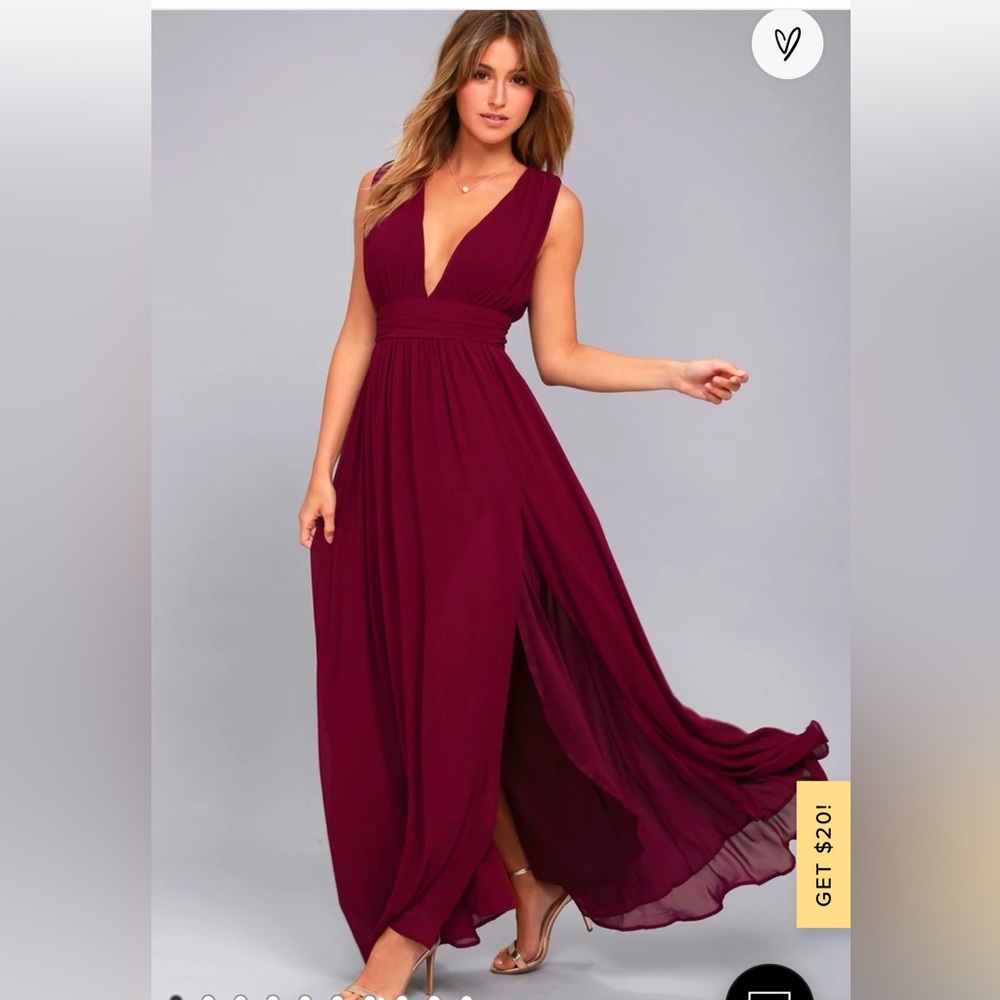 Lulus Heavenly Hues Burgundy Maxi Dress
